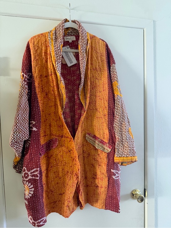 Kantha Bae Jackets & Blazers - Kantha Bae Kantha Blazer Rust & Burgundy One Size